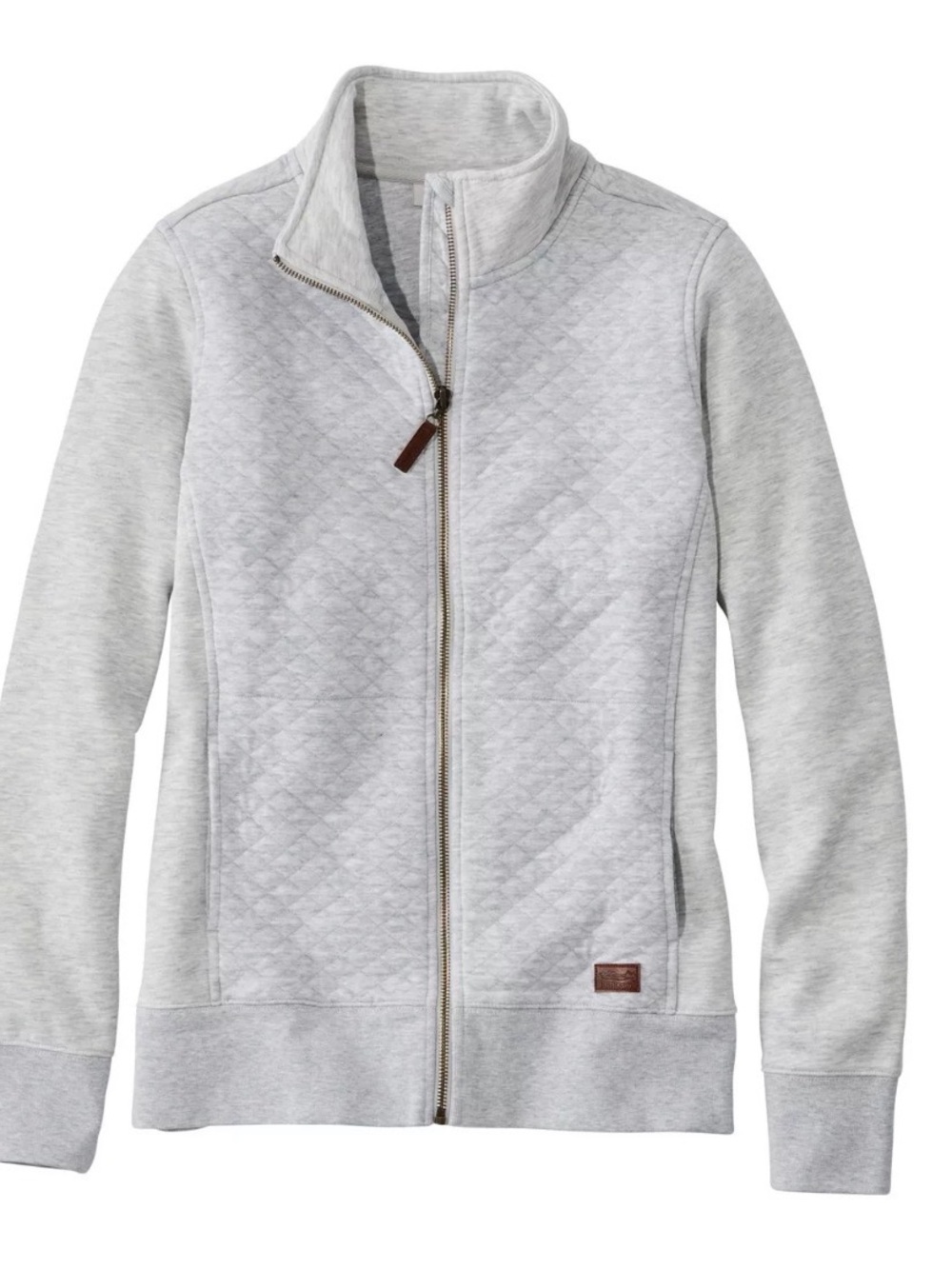 L.L. Bean Light Gray Quilted full zip sweatshirt, size medium